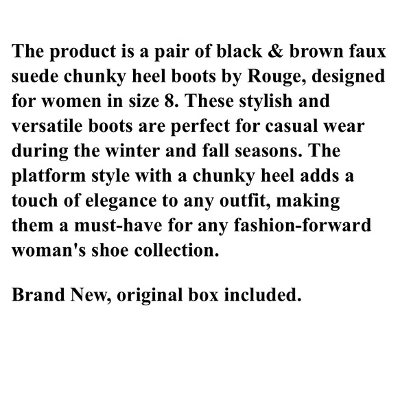 Rouge Black Faux Suede Boots / Booties with chunky heel size 8. - Picture 7 of 7